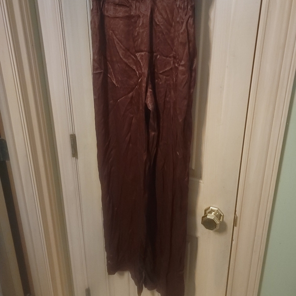 Misses Sz M Forever 21 NWT Brown Silky Pants Wide Leg - Picture 4 of 7
